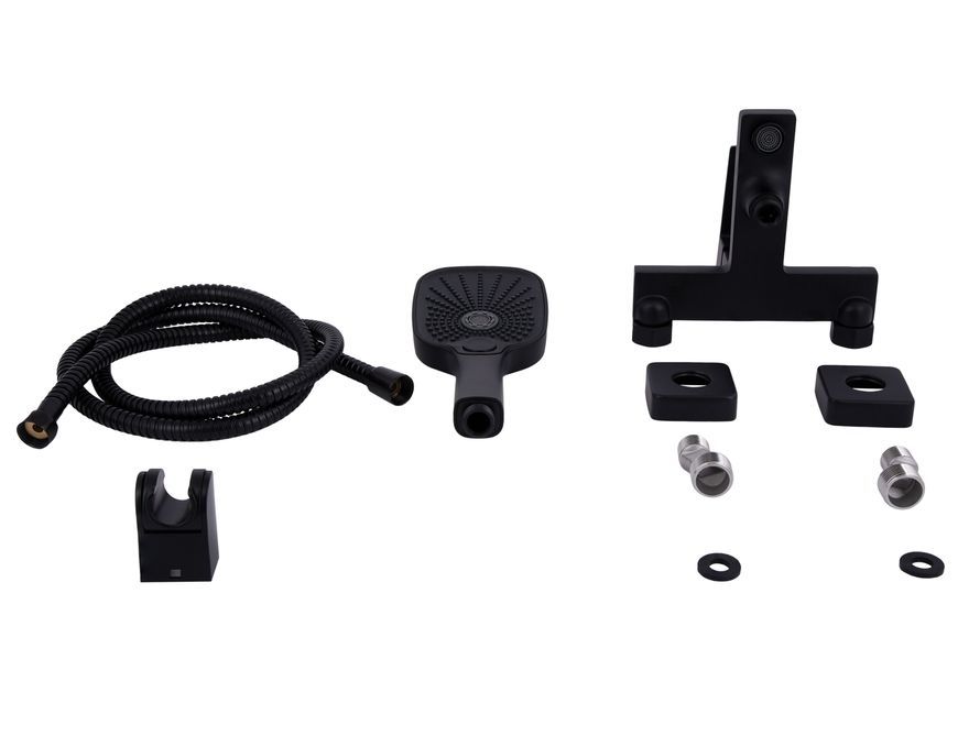 Смеситель для ванны Qtap Gemini с душевым гарнитуром Black Matt QTGEM259BLM45682 - QTGEM259BLM45682