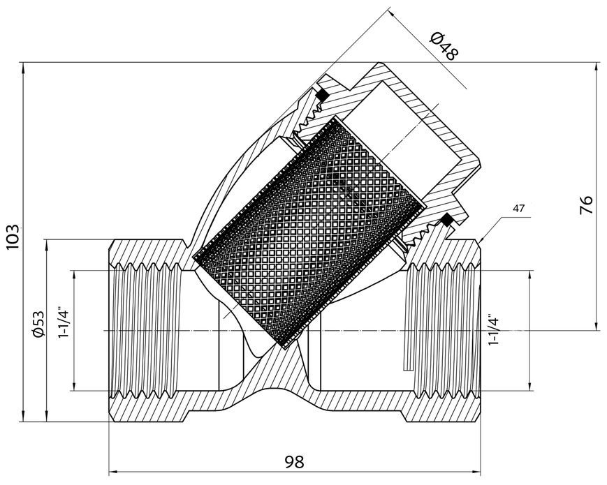 Фільтр грубої очистки Thermo Alliance Forte 1 1/4" ВР нікельований для води TAF124W32 - TAF124W32