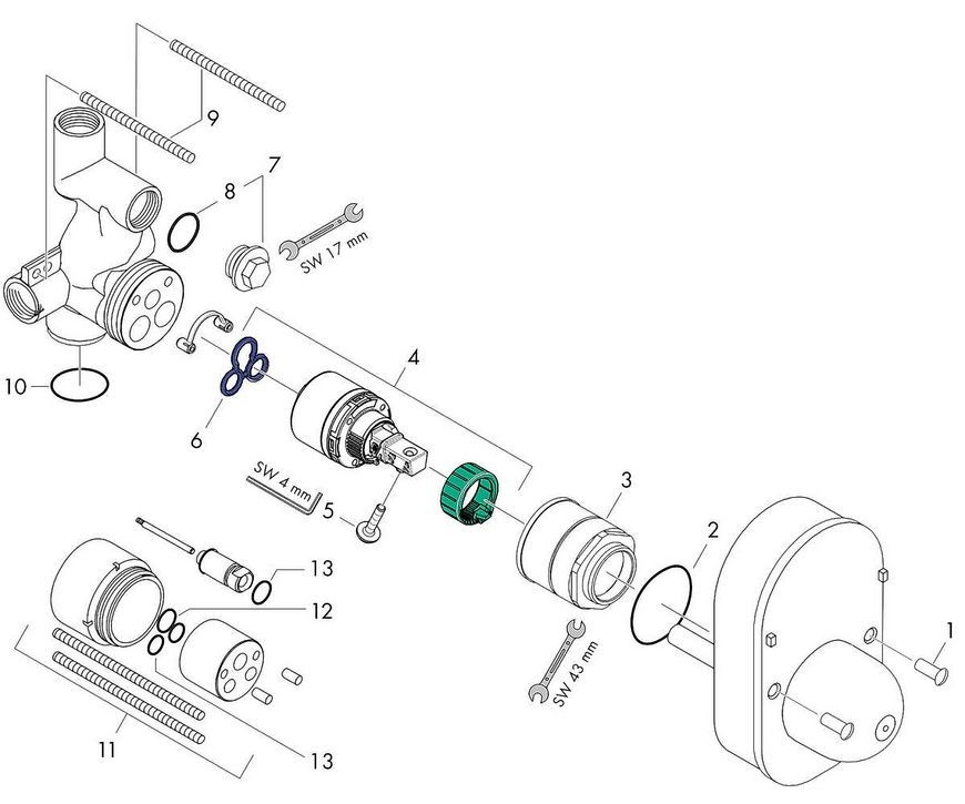 Прихована частина HANSGROHE для змішувача для ванни/душу 31741180 - 31741180