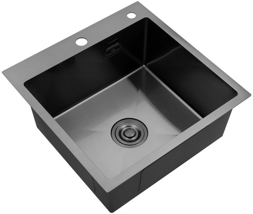 Кухонна мийка Kroner KRP Schwarze-5050HM PVD зі змішувачем Ersel та дозатором CVS30145 KRS5050HMPVDGRP03393BLKSP026 - KRS5050HMPVDGRP03393BLKSP026