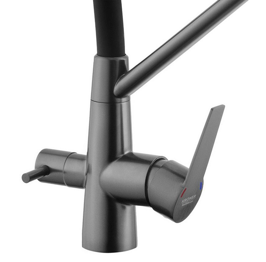 Змішувач для кухні з підключенням до фільтра Kroner KRP Edelstahl Klassisch-PVD03817BLK графіт CV031898 - Klassisch-PVD03817BLK
