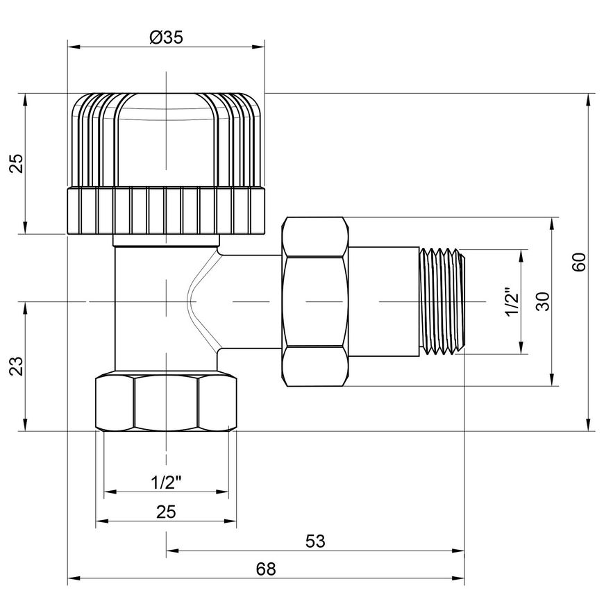 Кран (вентиль) радиаторный Icma угловой терморегулирующий (30х1,5) 1/2" №778 - 82778AD06