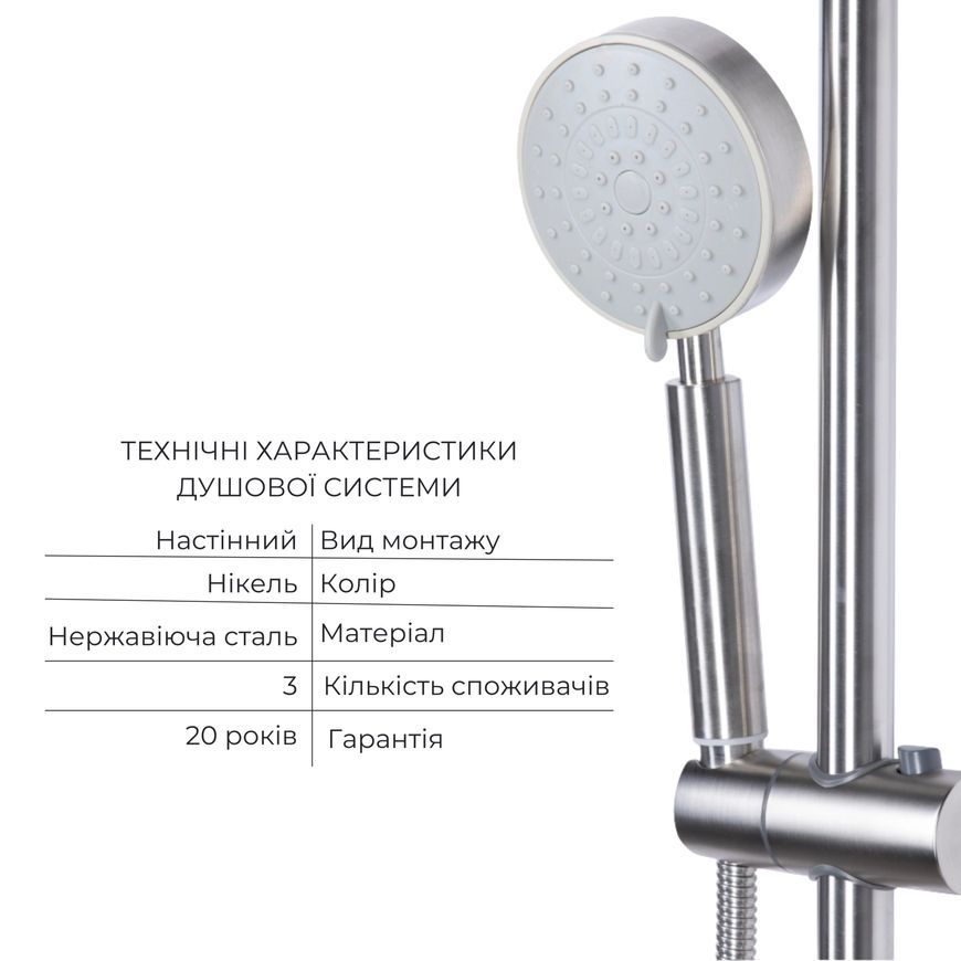 Комплект Lidz: душова система Aria 1033, змішувач для умивальника Aria 0011F Nickel LDARI1033NKS4610948746