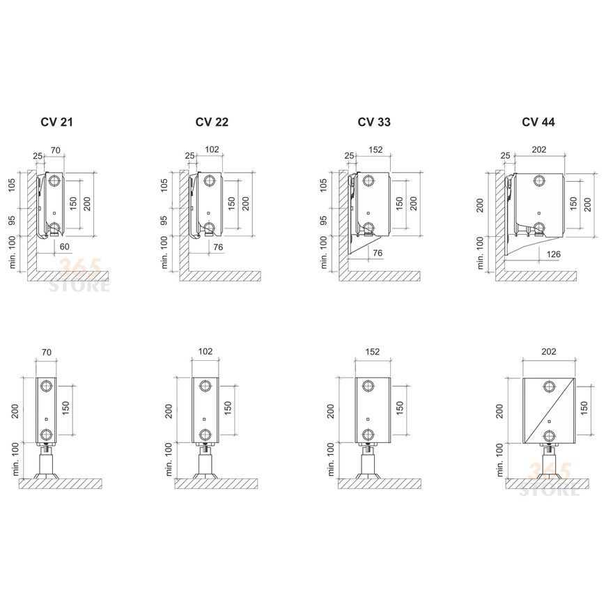 Радиатор стальной PURMO Ventil Compact H200 CV21 (200&times;600) мм - PVCCV21-20-060