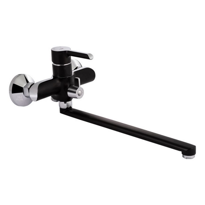 Смеситель для ванны Qtap Grand BCR 005 с длинным изливом Chrome/Black QTGRABCR005 - QTGRABCR005