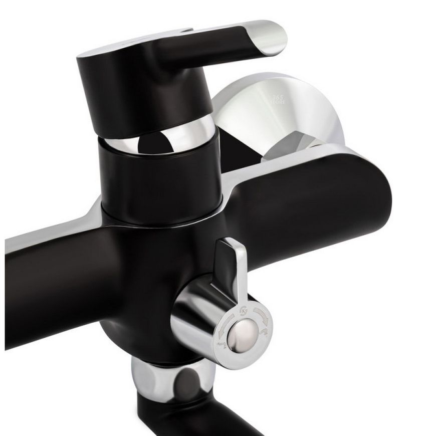 Смеситель для ванны Qtap Grand BCR 005 с длинным изливом Chrome/Black QTGRABCR005 - QTGRABCR005