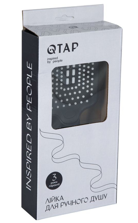 Лійка для ручного душу Qtap Rucni прямокутна 245х95 мм Black Matt QTRUC125BLM45780 - QTRUC125BLM45780