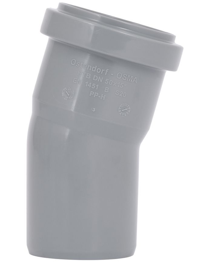 Колено канализационное Ostendorf-OSMA HT-System PLUS d50&times;15&deg; SD00057100