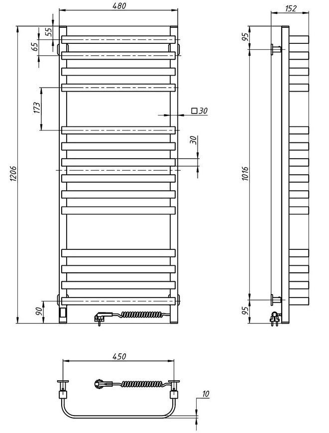 Рушникосушарка електрична NAVIN Stugna 480х1200 Sensor права біла 12-149053-4812 - 12-149053-4812