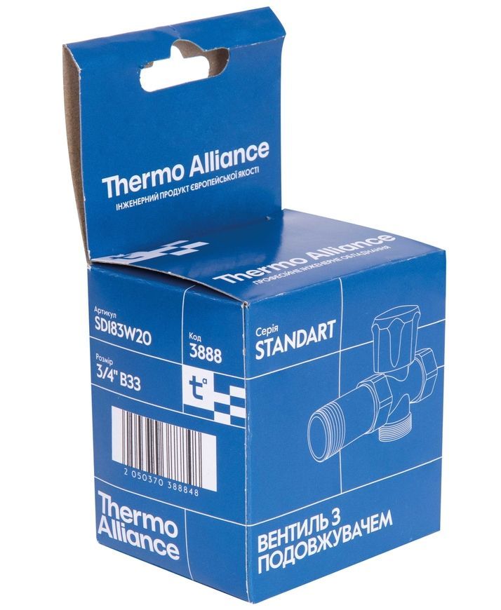 Кран приладовий кульовий Thermo Alliance Standart з подовжувачем 3/4" ЗЗВ латунь SD183W20