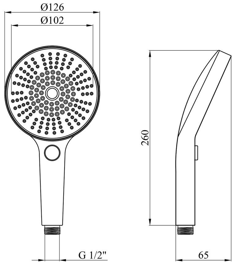 Лійка для ручного душу Kroner Element 2801552901Z-0101 126 мм, 4 режими, кругла, хром CV036149 - Element 2801552901Z-0101