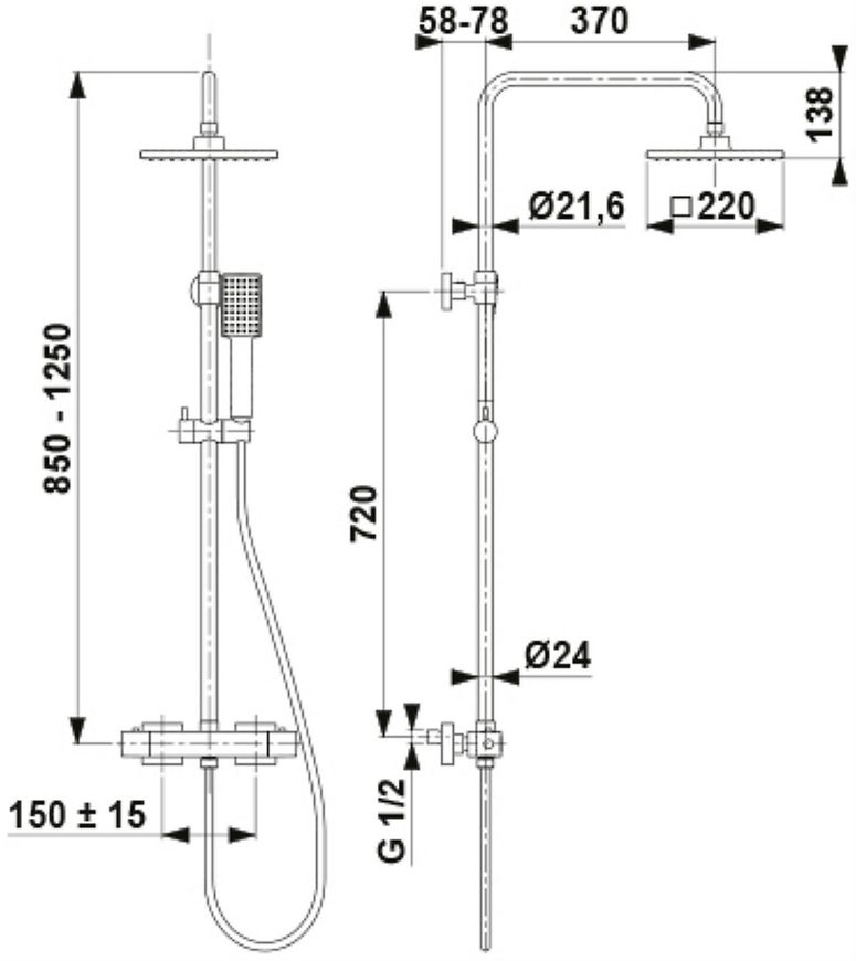 Душевая система KFA ARMATURA LOGON BLACK с термостатическим смесителем (5746-910-81) - 5746-910-81