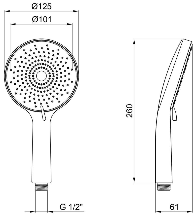 Лейка для ручного душа Qtap Rucni округлая 125 мм QTRUCA120R3GRP Graphite - QTRUCA120R3GRP