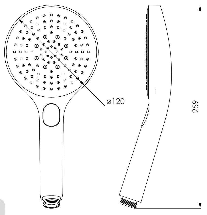 Душ ручний Imprese LSR-120GR 120 мм 3 режими кнопковий перемикач f03600101AT хром - f03600101AT