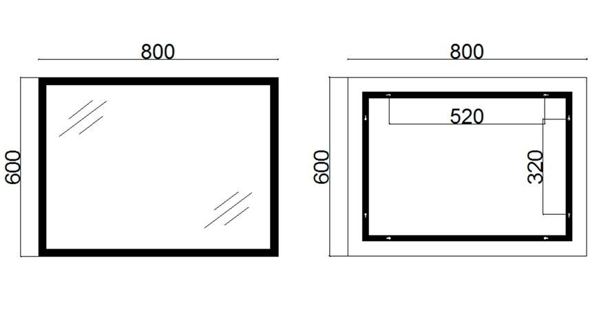 Зеркало Qtap Mideya Classic 600х800 с LED-подсветкой Touch, с антизапотеванием, с часами, диммером, рег. яркости QT2078F6151W