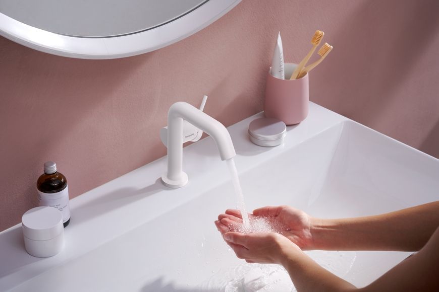 Смеситель для раковины HANSGROHE Tecturis S 110 Fine CoolStart EcoSmart+ Matt White 73321700 белый матовый - 73321700