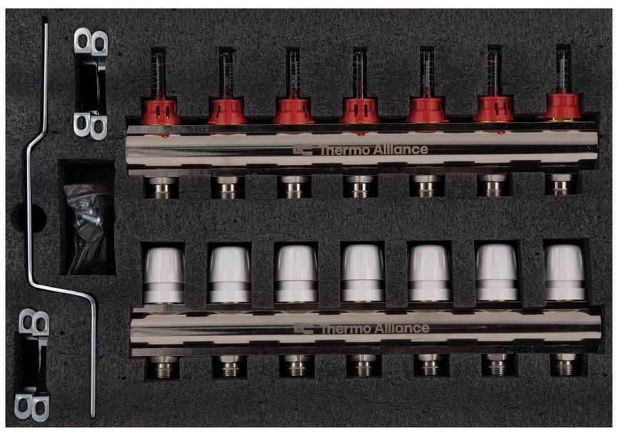 Коллектор с расходомерами Thermo Alliance Standart 1" 7 выходов 3/4" + евроконусы 3/4''х16&times;2 SD235W748888 - SD235W748888