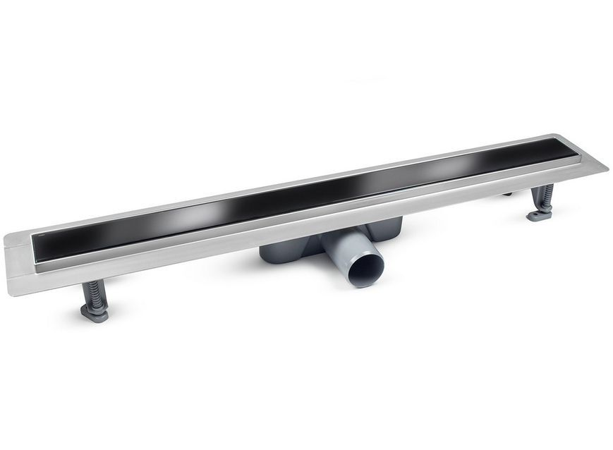 Линейный душевой трап BESCO Virgo Black 70 черная стеклянная решетка OL-70-VBL - OL-70-VBL