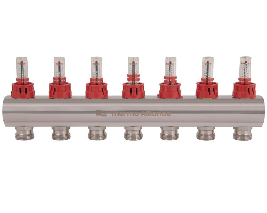 Коллектор с расходомерами Thermo Alliance Standart 1" 7 выходов 3/4" + евроконусы 3/4''х16&times;2 SD235W748888 - SD235W748888