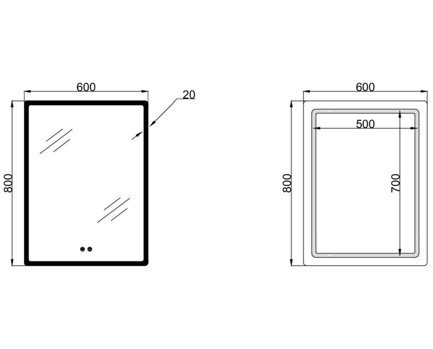 Зеркало Lidz Orion OR2 600&times;800 мм с LED-подсветкой Touch, антизапотеванием, диммером, рег. яркости LDOR60080049292