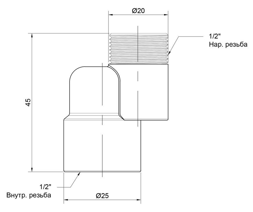 Эксцентрик радиаторный ICMA 1/2" ВН, смещение 1 см №720 - 82720CP06