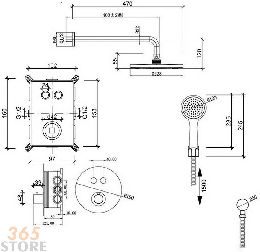 Душевая система скрытого монтажа Q-TAP Inspai-Therm CRM T20250102 - QTINSTHERMT20250102