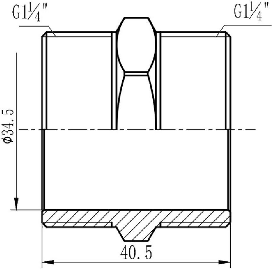 Ниппель латунный SD Forte 1 1/4"х1 1/4" равнопроходный никелированный SF35832