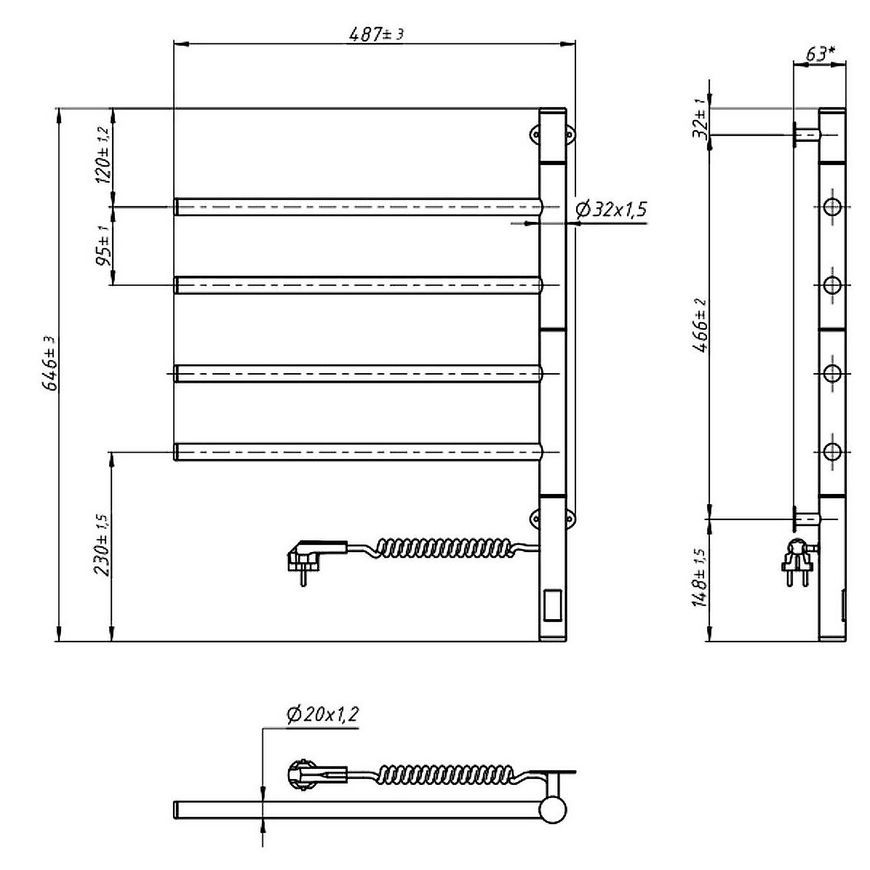 Рушникосушарка електрична NAVIN Arabesque Sensor 480х600 поворотна 12-223033-4860 чорний муар - 12-223033-4860