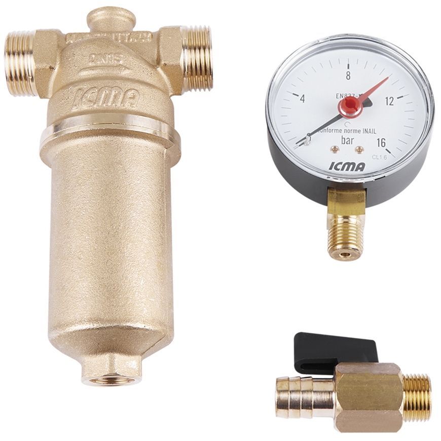 Фильтр самопромывной ICMA 1 1/4"(внутренняя) 1 1/2"(наружная) №750 с манометром - 83750AG05
