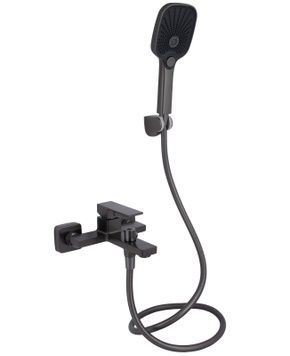 Змішувач для ванни Qtap Gemini з душовим гарнітуром Gunmetal Black PVD QTGEM259GMB45684 - QTGEM259GMB45684