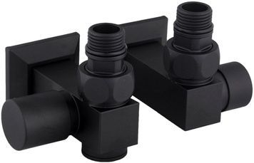 Кран для полотенцесушителя квадратный угловой NAVIN Solomon Cube под ТЭН 1/2"х1/2", 2 шт. 21-332430-8888 черный - 21-332430-8888