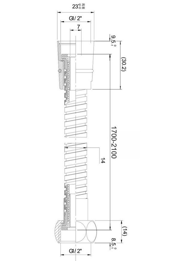 Шланг для душа Imprese 1700-2100 мм, anti-twist f03600110SC черный матовый - f03600110SC