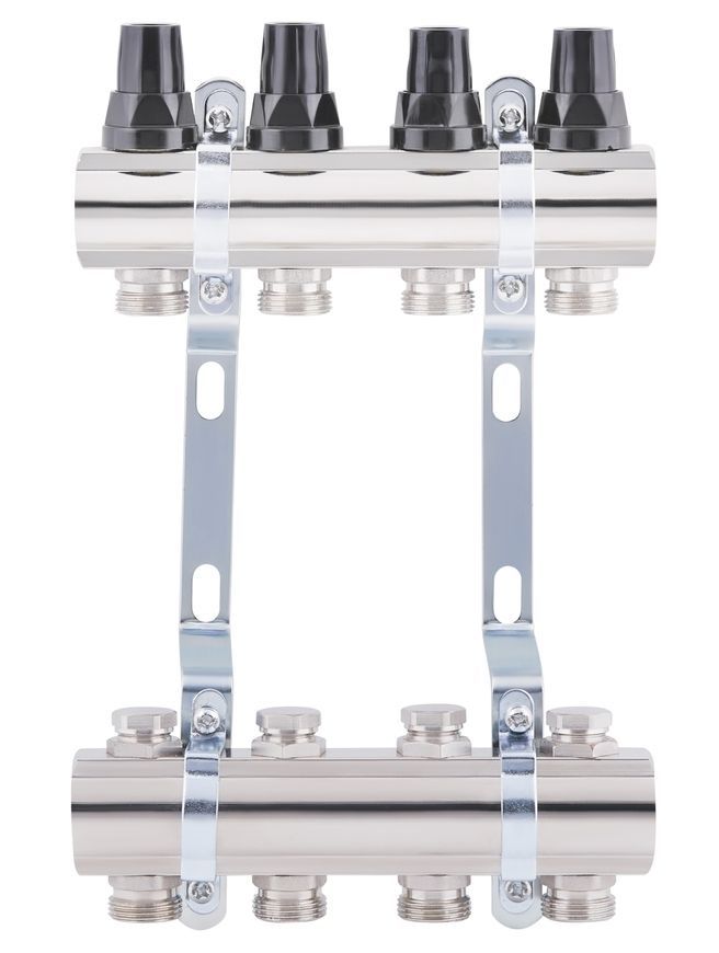 Коллектор латунный термо регулировочный SD FORTE 1" на 4 выхода SF002W4 - SF002W4