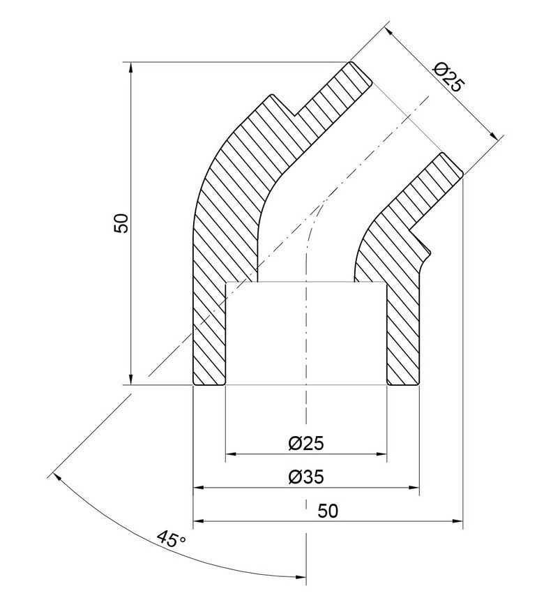 Кутик PPR THERMO ALLIANCE 25, 45&deg; - DSE902