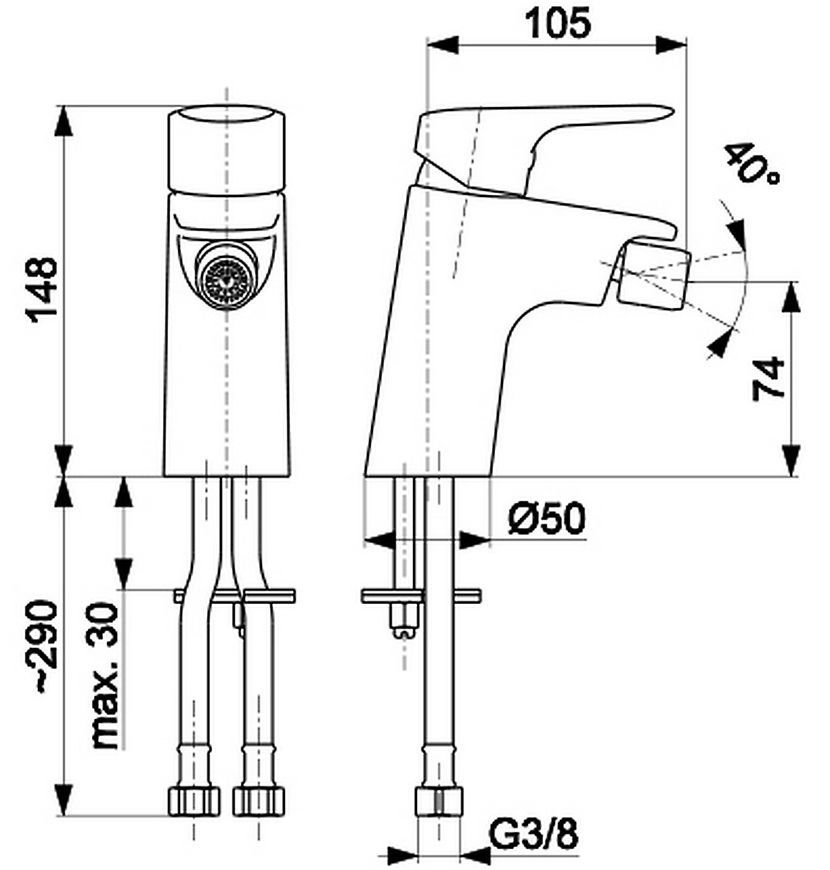 Смеситель для биде KFA ARMATURA ABASHA 5237-015-00 с донным клапаном - 5237-015-00