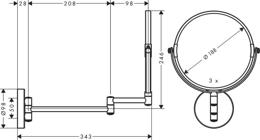 Дзеркало для гоління (косметичне) HANSGROHE Logis Universal Chrome 73561000 хром - 73561000