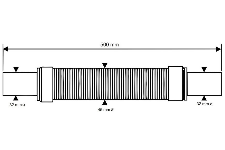 Труба розтяжна універсальна (гофра) McALPINE 32x32 мм до 500 мм FLEXRP32