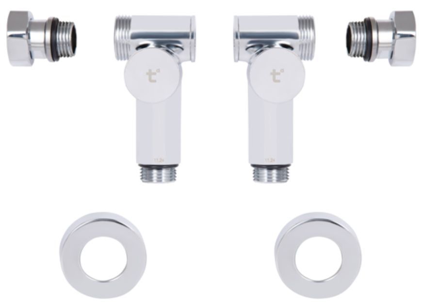 Комплект кранов для полотенцесушителя Thermo Alliance Standart угловой под ТЭН 1/2" SF395W15HE хром - SF395W15HE