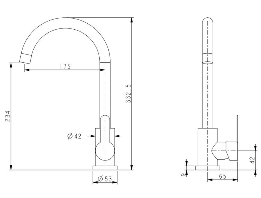 Смеситель для кухни Brinex Pure 015F U-образный Chrome BRIPUR015FCRM - BRIPUR015FCRM