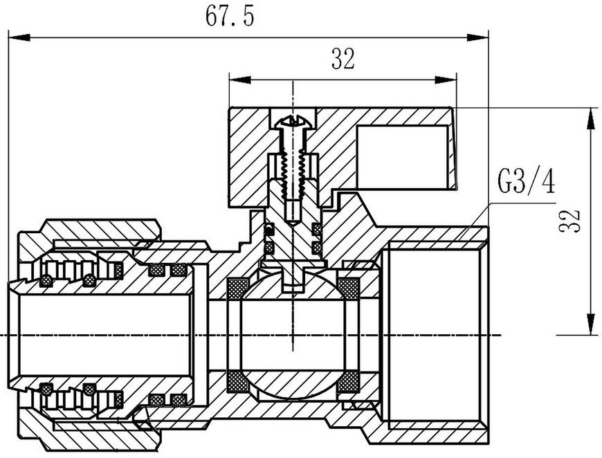 Кран кульовий обтискний SD Forte 20х3/4" ВР латунь SF264W20