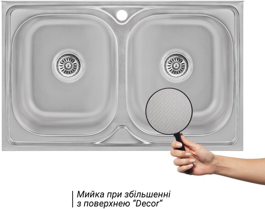 Кухонна мийка LIDZ 5080 Decor подвійна 0,8 мм (170) - LIDZ5080DEC08
