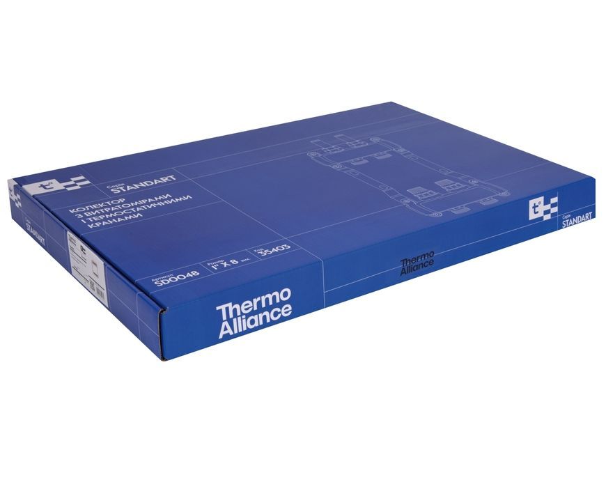 Колектор з термостатичними клапанами і витратомірами Thermo Alliance Standart 1" 8 виходів SD0048 нерж. - SD0048