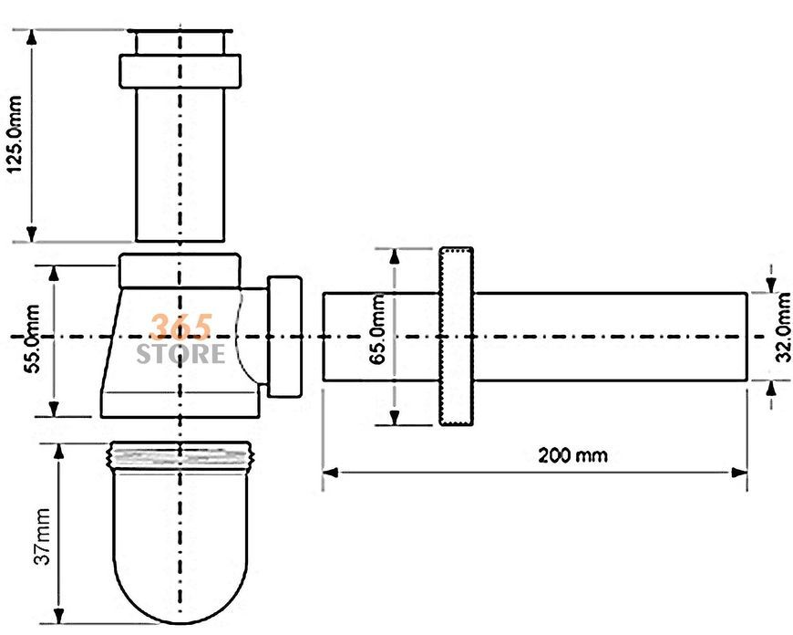 Сифон для умывальника McALPINE 1 1/4&Prime; x 32 мм хром латунь низкий 220CB - 220CB
