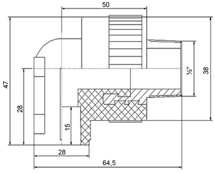 Кутик PPR BLUE OCEAN настінний з кріпленням 20х1/2", 90&deg; ЗР BOETE12001XXX - BOETE12001XXX