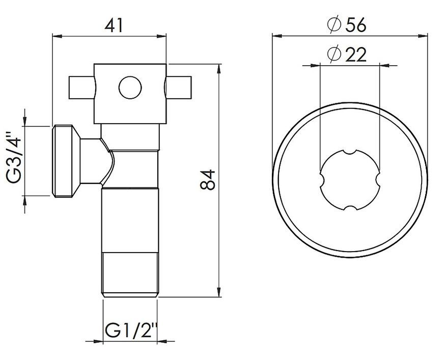 Кран приборный SD FORTE 1/2"х3/4" ручка "крест" латунь SF3451520