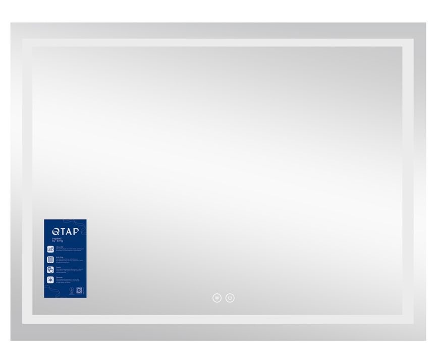 Зеркало настенное прямоугольное Qtap Mideya MI8 900х700 с LED-подсветкой Touch, антизапотеванием, диммером, рег. яркости QT2078NCF9070W