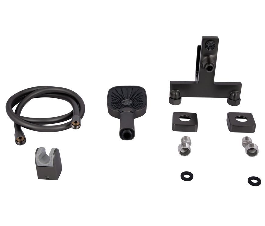 Смеситель для ванны Qtap Gemini с душевым гарнитуром Gunmetal Black PVD QTGEM259GMB45684 - QTGEM259GMB45684