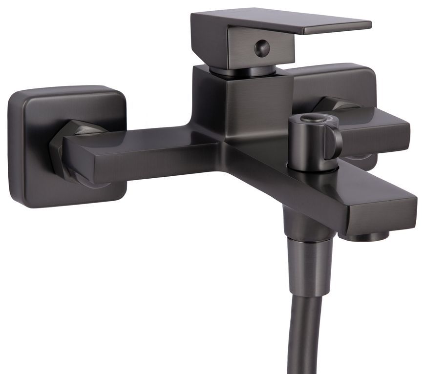 Смеситель для ванны Qtap Gemini с душевым гарнитуром Gunmetal Black PVD QTGEM259GMB45684 - QTGEM259GMB45684