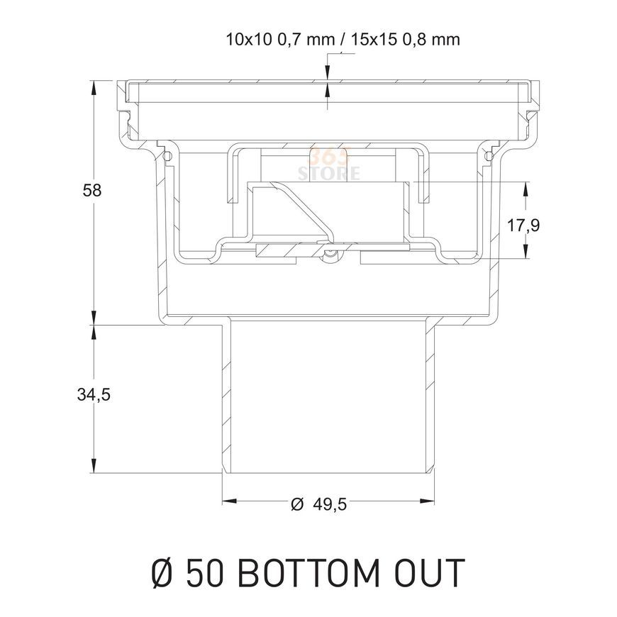 Трап VALTEMO Smart 150x150 мм нижний отвод - VFD-712715