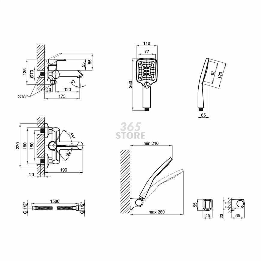 Смеситель для ванны Qtap Grand WCR 006 с коротким изливом Chrome/White QTGRAWCR006 - QTGRAWCR006